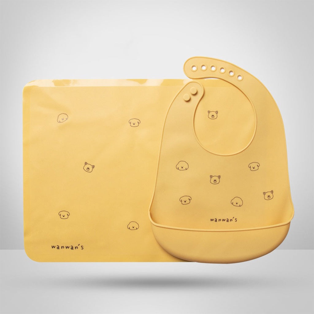 Baby waterproof eating bib mat set