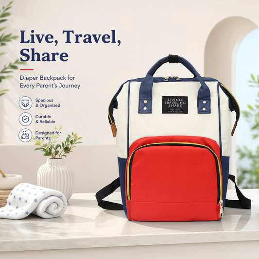 Multi-Function Diaper Bag for On-the-Go Parents 8806BG-Wred
