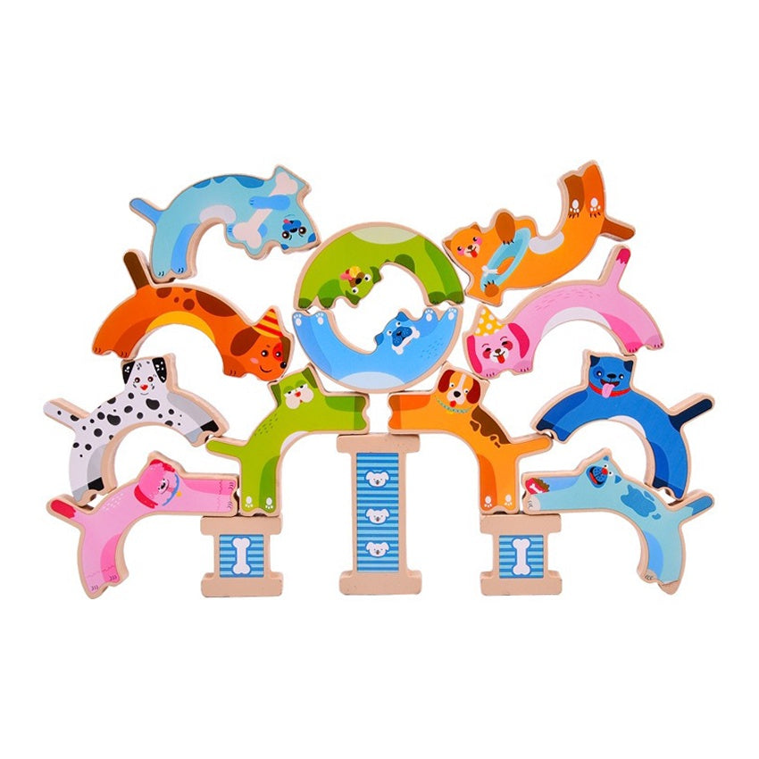 Puppy stacking high building blocks balancing toy