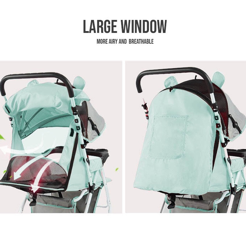 Two-way Implementation Cartoon ear Full Roof White Tube-3 Edition Baby Stroller HW10A