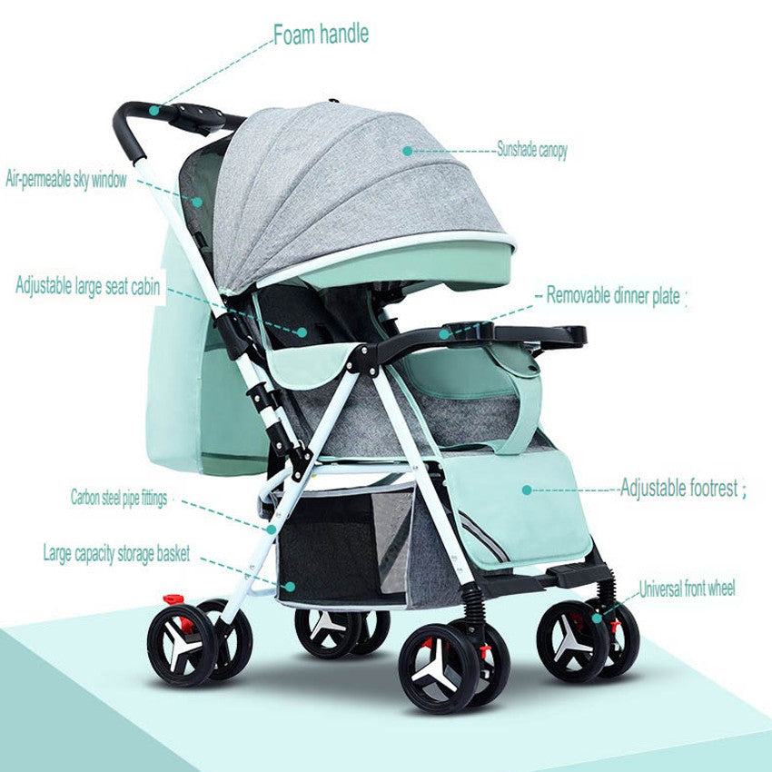 Extreme Two-Way Vertebral Line Full Roof White Tube-3 Edition Baby Stroller
